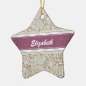 Kute trendy girly  monogram witte kant keramisch ornament (Links)