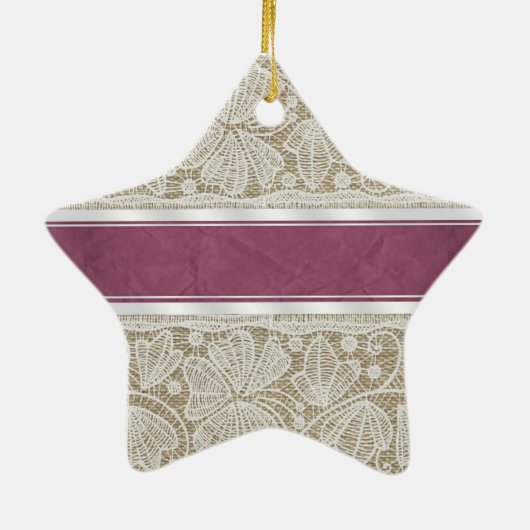 Kute trendy girly  monogram witte kant keramisch ornament (Achterkant)