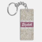 Kute trendy girly  monogram witte kant sleutelhanger (Voorkant Links)