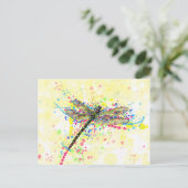 Kute trendy girly waterverf splatters dragonfly briefkaart (Staand voorkant)