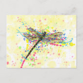 Kute trendy girly waterverf splatters dragonfly briefkaart (Voorkant)