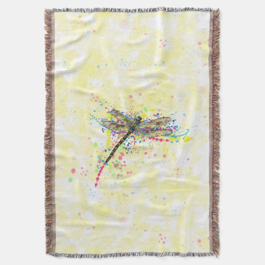 Kute trendy girly waterverf splatters dragonfly deken (Voorkant Verticaal)