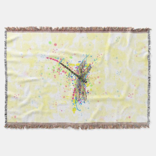 Kute trendy girly waterverf splatters dragonfly deken (Voorkant)