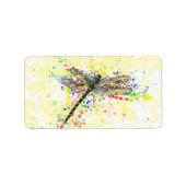 Kute trendy girly waterverf splatters dragonfly etiket (Voorkant)