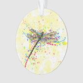 Kute trendy girly waterverf splatters dragonfly ornament (voorkant)