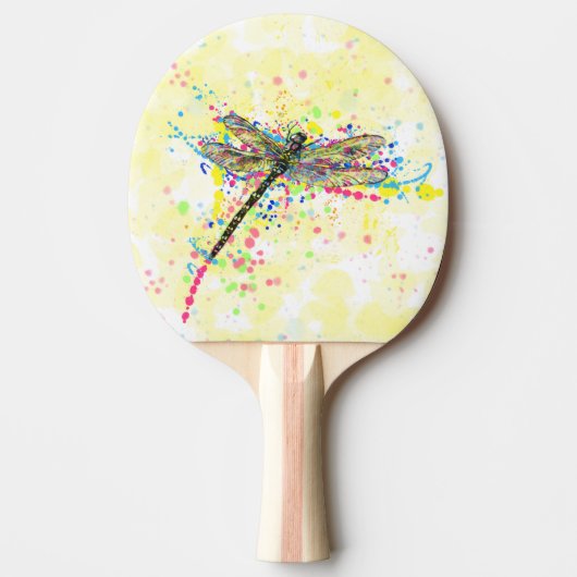 Kute trendy girly waterverf splatters dragonfly tafeltennisbatje (Voorkant)