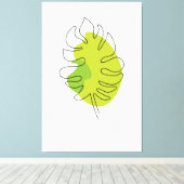 Kute tropische loof met één lijn canvas afdruk (Insitu (Houten vloer))