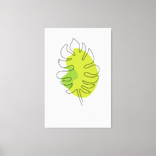Kute tropische loof met één lijn canvas afdruk