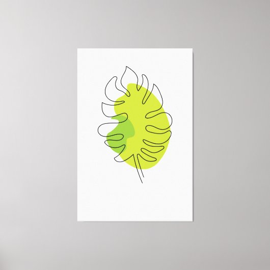 Kute tropische loof met één lijn canvas afdruk (Voorkant)