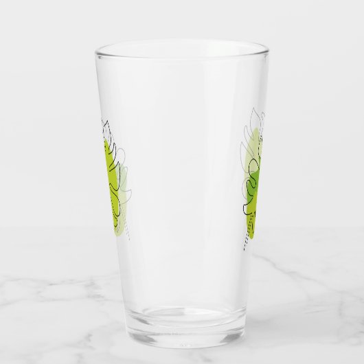 Kute tropische loof met één lijn glas (Links)