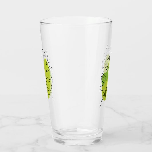 Kute tropische loof met één lijn glas (Rechts)