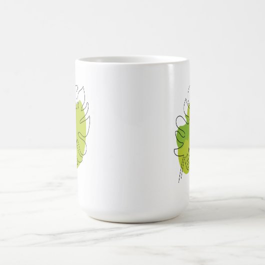 Kute tropische loof met één lijn koffiemok (Center)