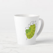 Kute tropische loof met één lijn latte mok (Rechterhoek)