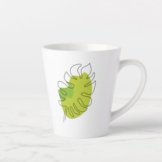 Kute tropische loof met één lijn latte mok (Rechts)