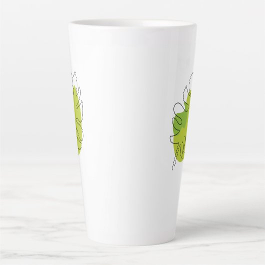 Kute tropische loof met één lijn latte mok (Voorkant)