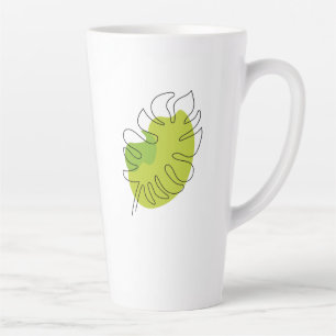 Kute tropische loof met één lijn latte mok