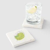 Kute tropische loof met één lijn stenen onderzetter (Zijkant)