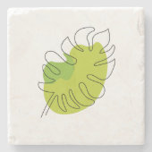 Kute tropische loof met één lijn stenen onderzetter (Voorkant)