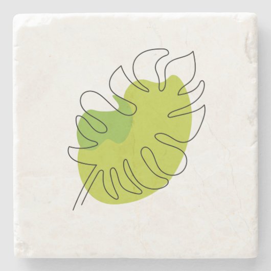 Kute tropische loof met één lijn stenen onderzetter (Voorkant)