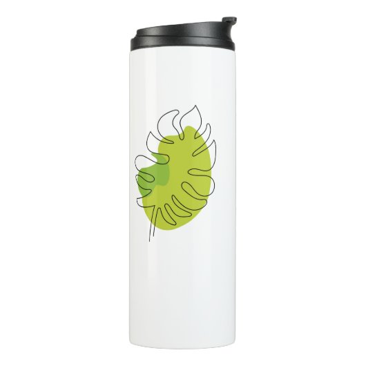 Kute tropische loof met één lijn thermosbeker (Gedraaid links)