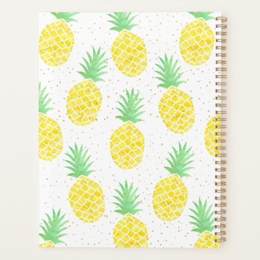 Kute tropische Waterverf anananasle Gold Sparkles Planner (Achterkant)