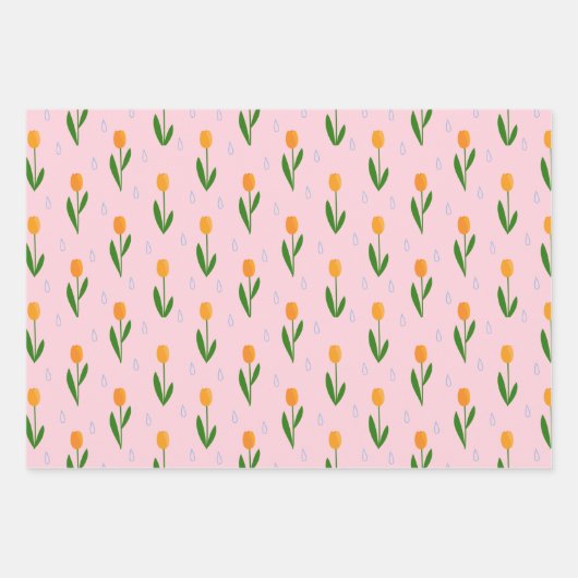 Kute Tulip-ventilator met Raindrop Pattern Inpakpapier Vel (Voorkant 2)