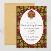 Kute Turkey and Leaves Thanksgiving Kaart (Voorkant / Achterkant)