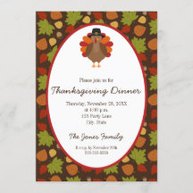 Kute Turkey and Leaves Thanksgiving