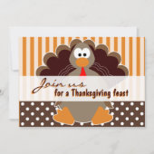 Kute Turkey Thanksgiving Feast Dinner Invitations Kaart (Voorkant)