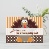 Kute Turkey Thanksgiving Feast Dinner Invitations Kaart (Staand voorkant)