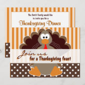 Kute Turkey Thanksgiving Feast Dinner Invitations Kaart (Voorkant / Achterkant)