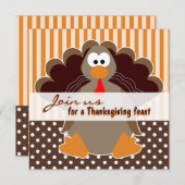 Kute Turkey Thanksgiving Feast Dinner Invitations Kaart (Voorkant / Achterkant)
