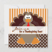 Kute Turkey Thanksgiving Feast Dinner Invitations Kaart (Voorkant)