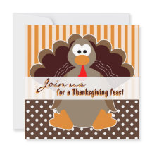 Kute Turkey Thanksgiving Feast Dinner Invitations