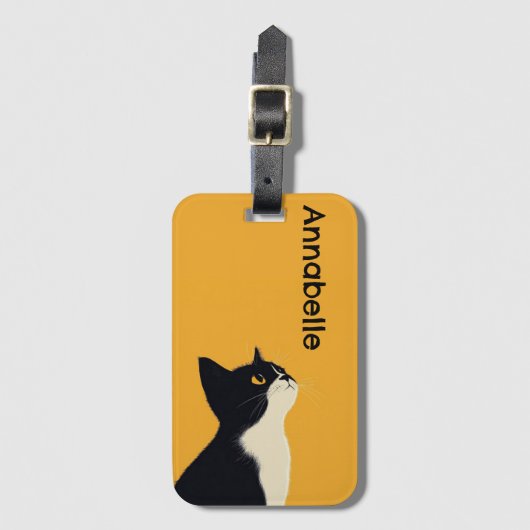 Kute Tuxedo Kat Personaliseer Bagagelabel (Voorkant (verticaal))