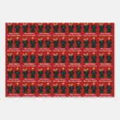 Kute twee kat-kerstakerbroeklampjes rood, aangepas inpakpapier vel (Voorkant 3)