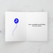 Kute tweede verjaardagsaap voeg naamblauw toe kaart (Binnen)