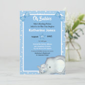 Kute Twin Boys Elephant Baby Shower Invitations Kaart (Staand voorkant)