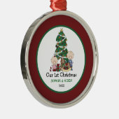 Kute Twins 1e Kerstmis, op maat gemaakt Metalen Ornament (Rechts)