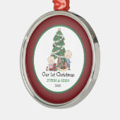 Kute Twins 1e Kerstmis, op maat gemaakt Metalen Ornament (Links)