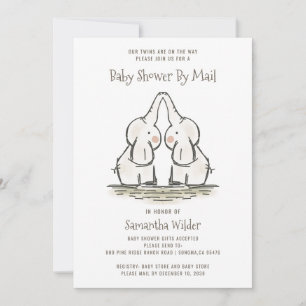 Kute Twins Elephants Baby shower by Mail Kaart