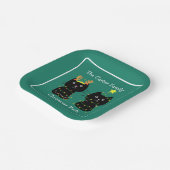 Kute Two Cat kerstlamour Custom Green Party Papieren Bordje (Gebogen)