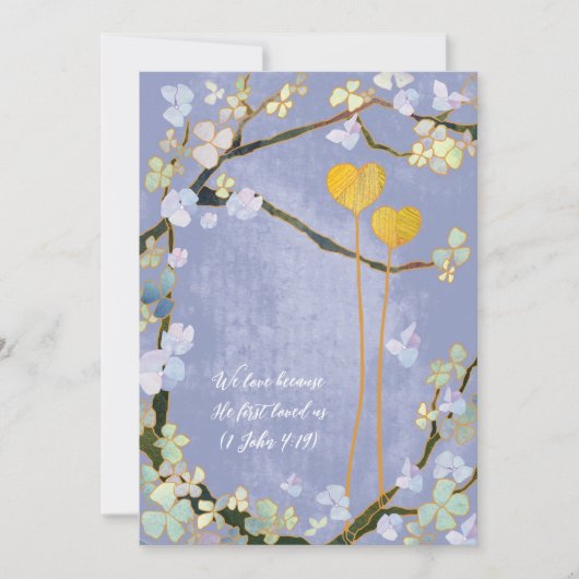 Kute Two Hearts Powder Blue Wedding Kaart (Voorkant)