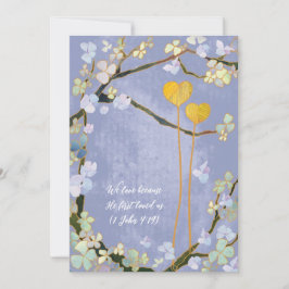 Kute Two Hearts Powder Blue Wedding Kaart