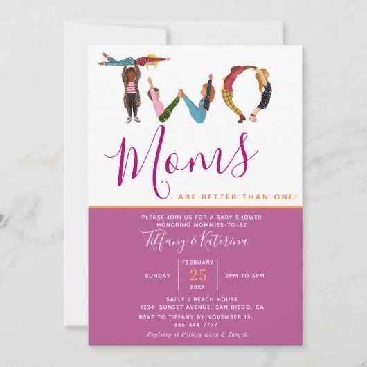 Kute Two Moms Beter dan een lesbisch Baby shower Kaart (Voorkant)