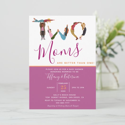 Kute Two Moms Beter dan een lesbisch Baby shower Kaart (Staand voorkant)