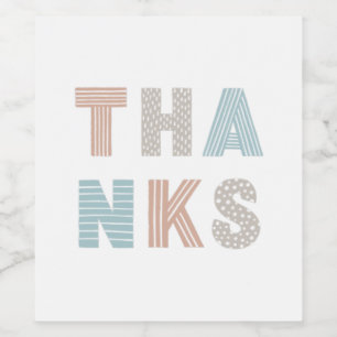 Kute typografie, bedankt. Pastel-bedankt Wijn Etiket