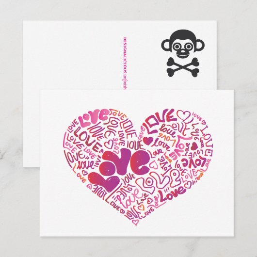 Kute typografie liefde briefkaart (Voorkant / Achterkant)