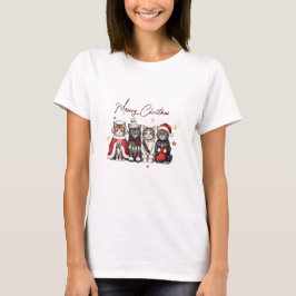 Kute typografie van katten en een Kerstscript met T-shirt