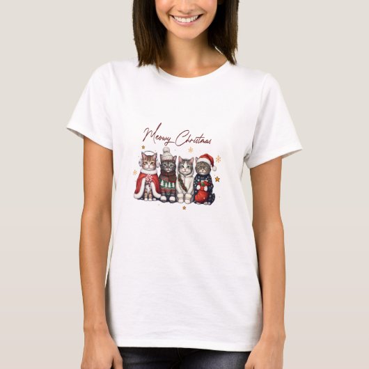 Kute typografie van katten en een Kerstscript met  T-shirt (Voorkant)
